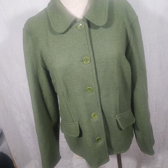 TALBOTS sz XL green button front alpaca & wool blend jacket - Picture 3 of 6